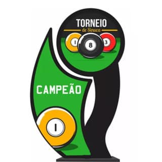 Troféu Sinuca Snooker MDF 40cm Decoração Enfeite 8 Ball Pool
