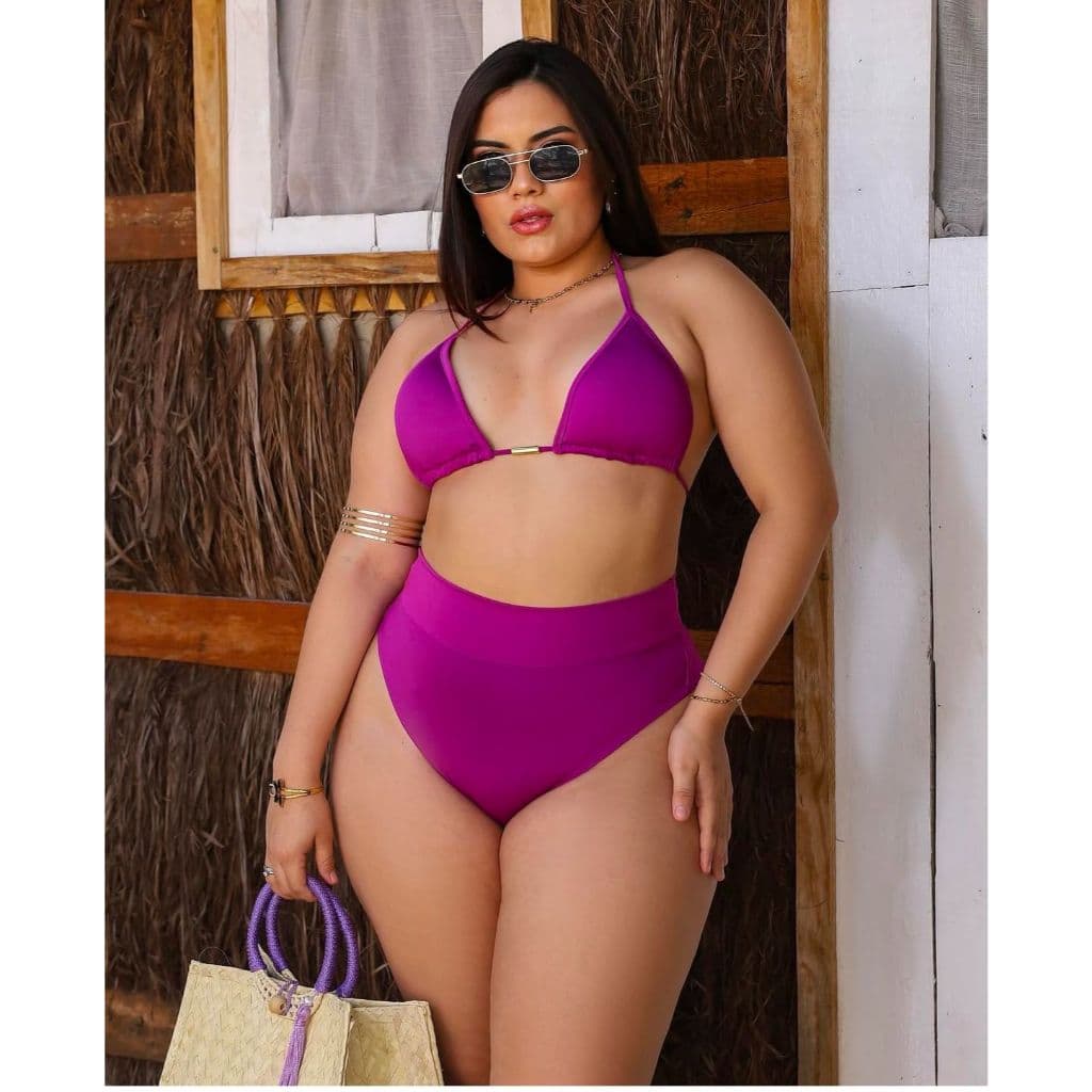 Biquini Plus Size Calcinha Fio Dental Cortininha Asa Delta Para Gordinhas Bikini Plus Size Grande Biquine Praia Piscina