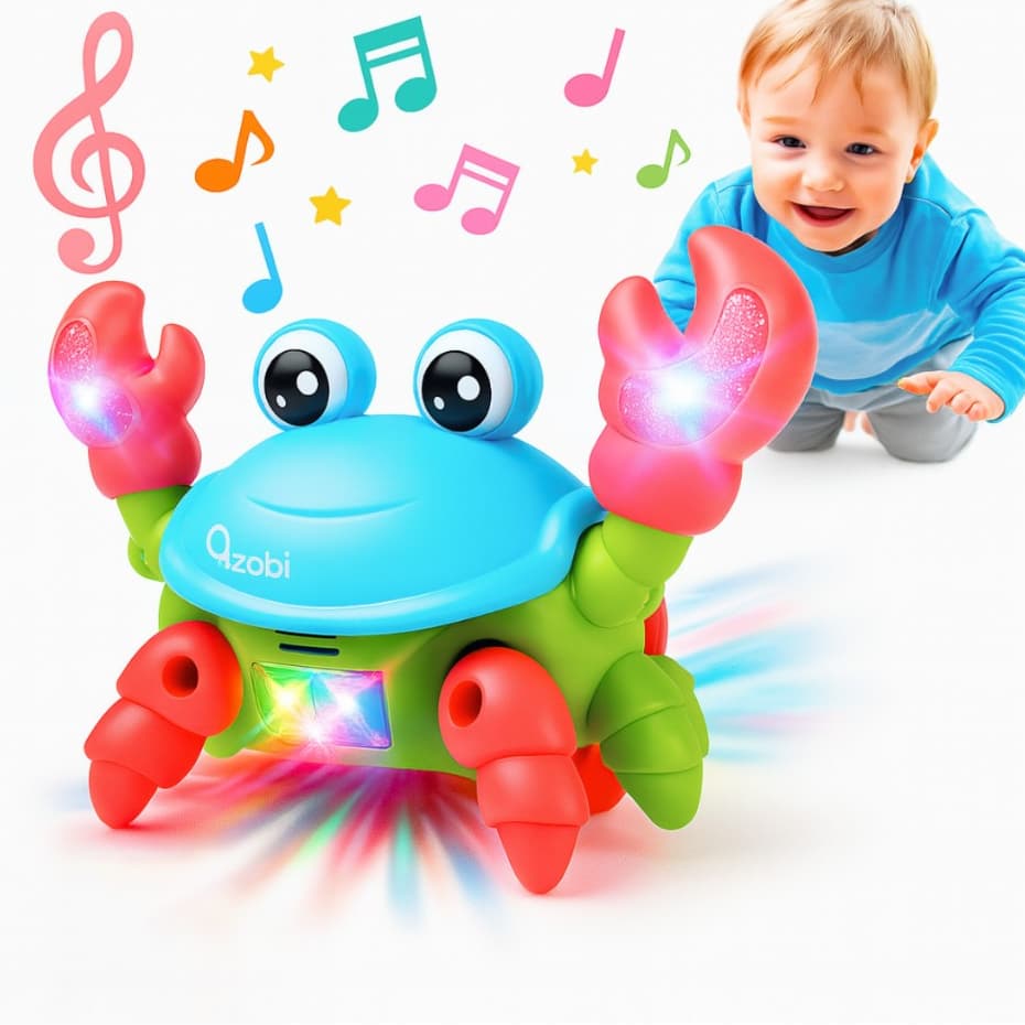Brinquedo Caranguejo Fujão Som Luz e Movimento Criança Siri Carangueijo Musical