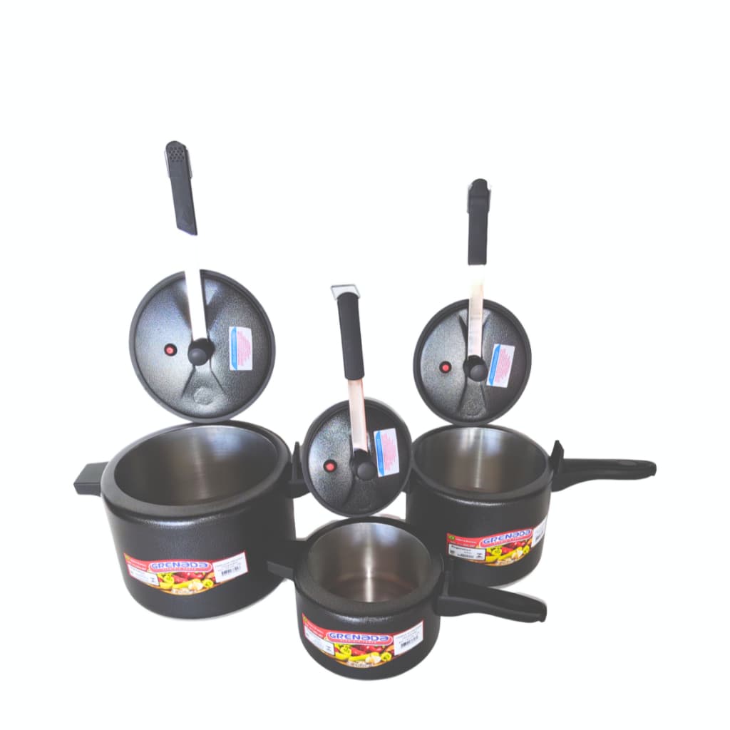 Kit 3 Panelas de Pressão 2,5  4,5  e 7 Litros Inmetro Craqueado Grenada
