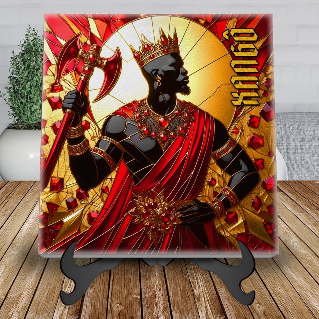 Azulejo Decorativo Xangô Orixas Vitral com suporte em MDF