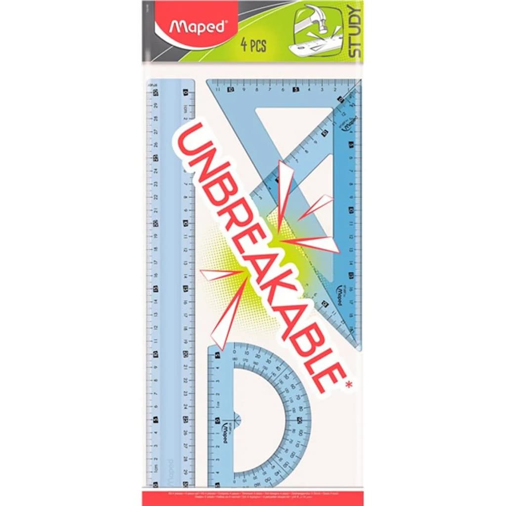 KIT REGUA ESQUADRO E TRANSFERIDOR MAPED UNBREAKABLE