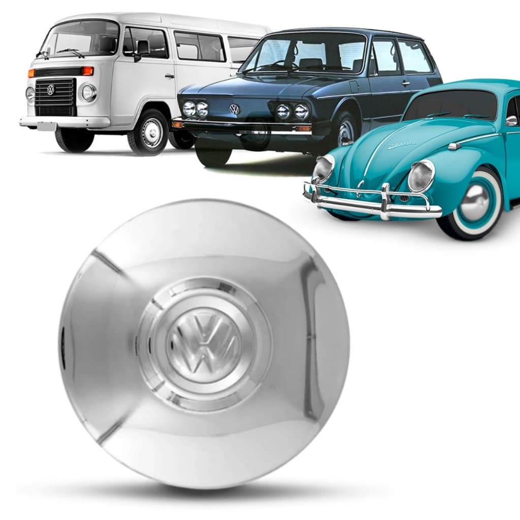 1 Jogo Calota Vw Alumínio Ferro Cromado Roda Fusca Kombi Variant