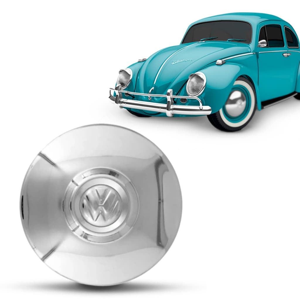 1 Calota Para Roda 4 Furos Alumínio Metal Ferro Vw Cromado Para Fusca