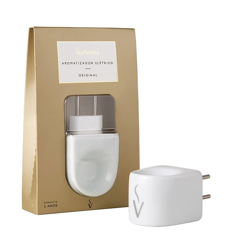 Difusor Branco Aromatizador Elétrico de Porcelana Bivolt Original - Via Aroma
