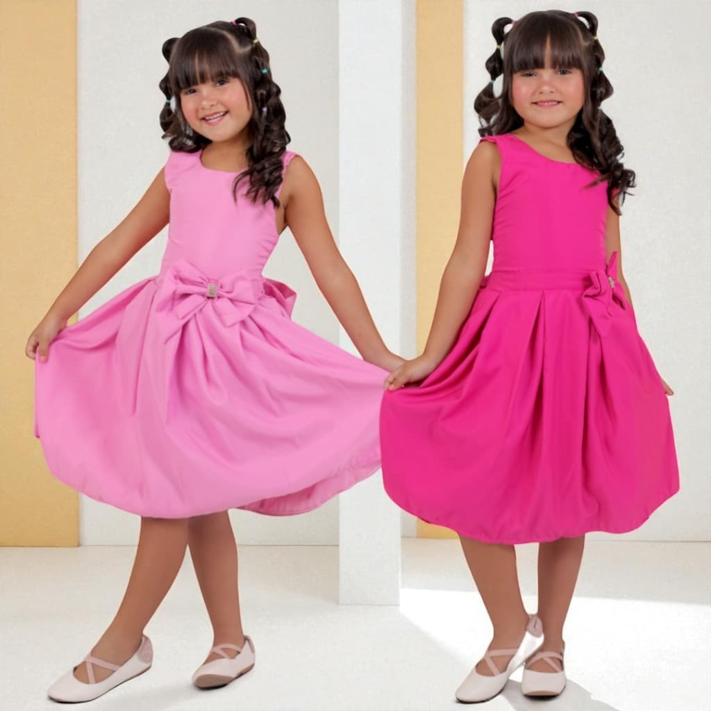 Kit 2 Vestidos Infantil Juvenil Menina Festa Batismo New Charme Elegância Moda Usual Chique Festas