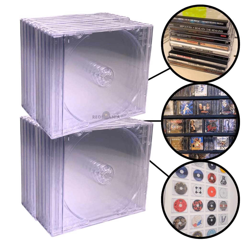 20 Estojo Capa Caixa Acrilica Porta Cd Box Grossa Transparente