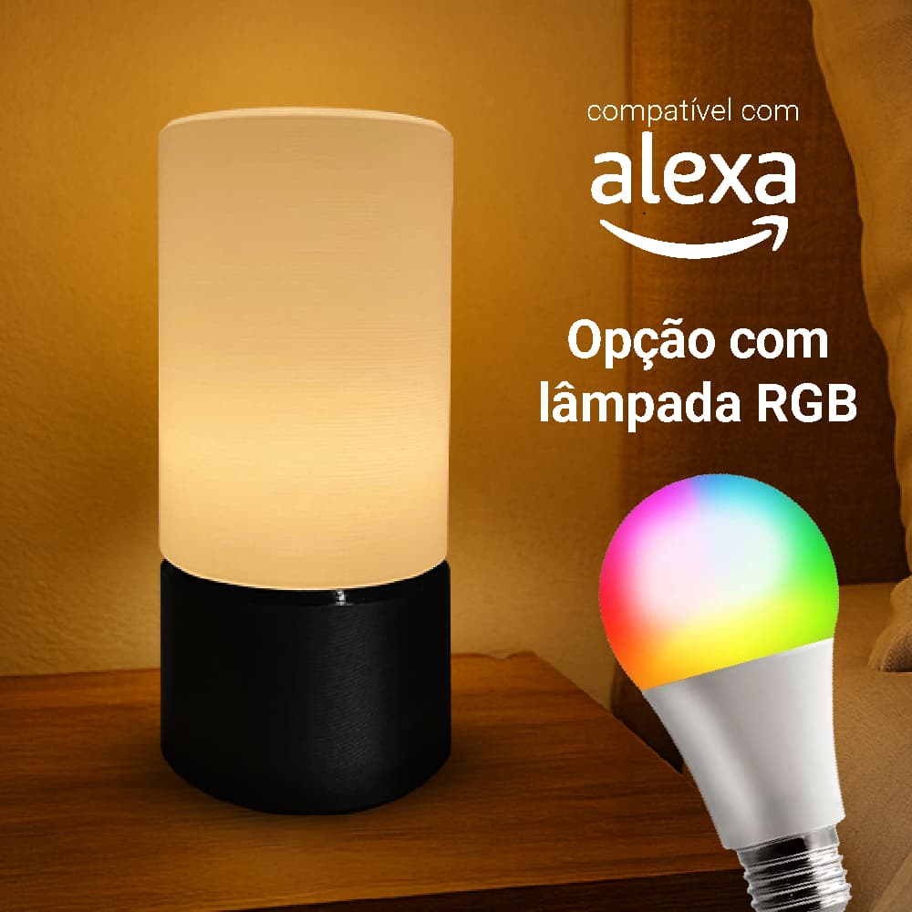 Abajur Luminária Vitta Decoração Mesa Quarto Cabeceira Com LED RGB ou Retrô Moderna Minimalista