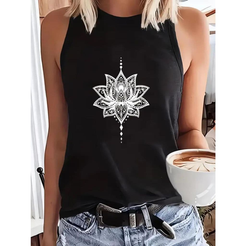 Regata modelo feminina sem mangas 100% algodão estampa personalizada modinha