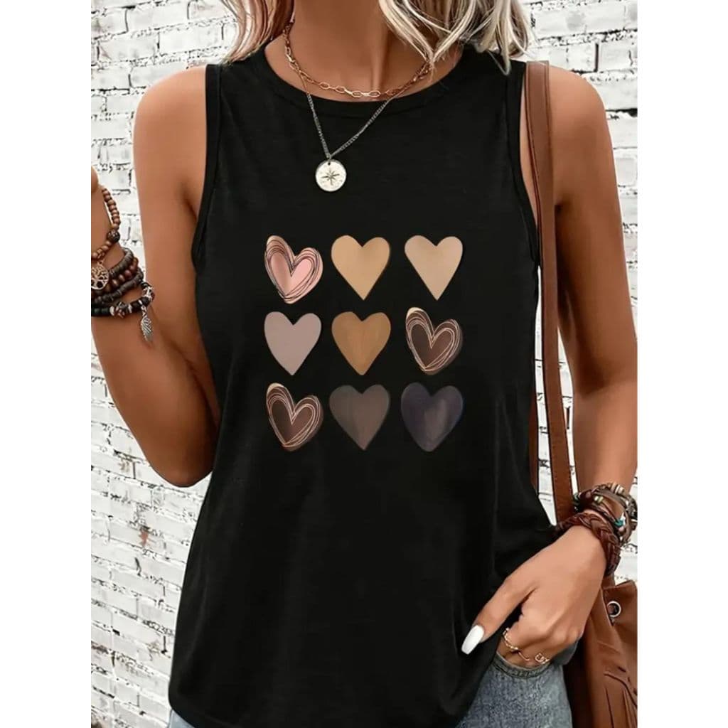 Regata feminina coração estilo casual modelo 100% algodão moda verão