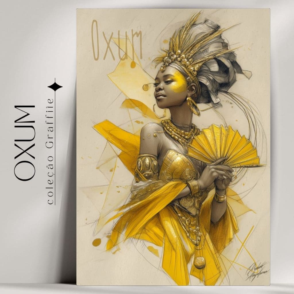 Quadro Decorativo Orixá Oxum  -  Umbanda e Candomblé - Coleção Orixá Graffite- Já com fita Adesiva