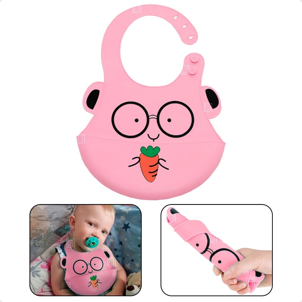 Babador Infantil Silicone Cata Migalhas Impermeavel Bebê Introdução Alimentar BLW