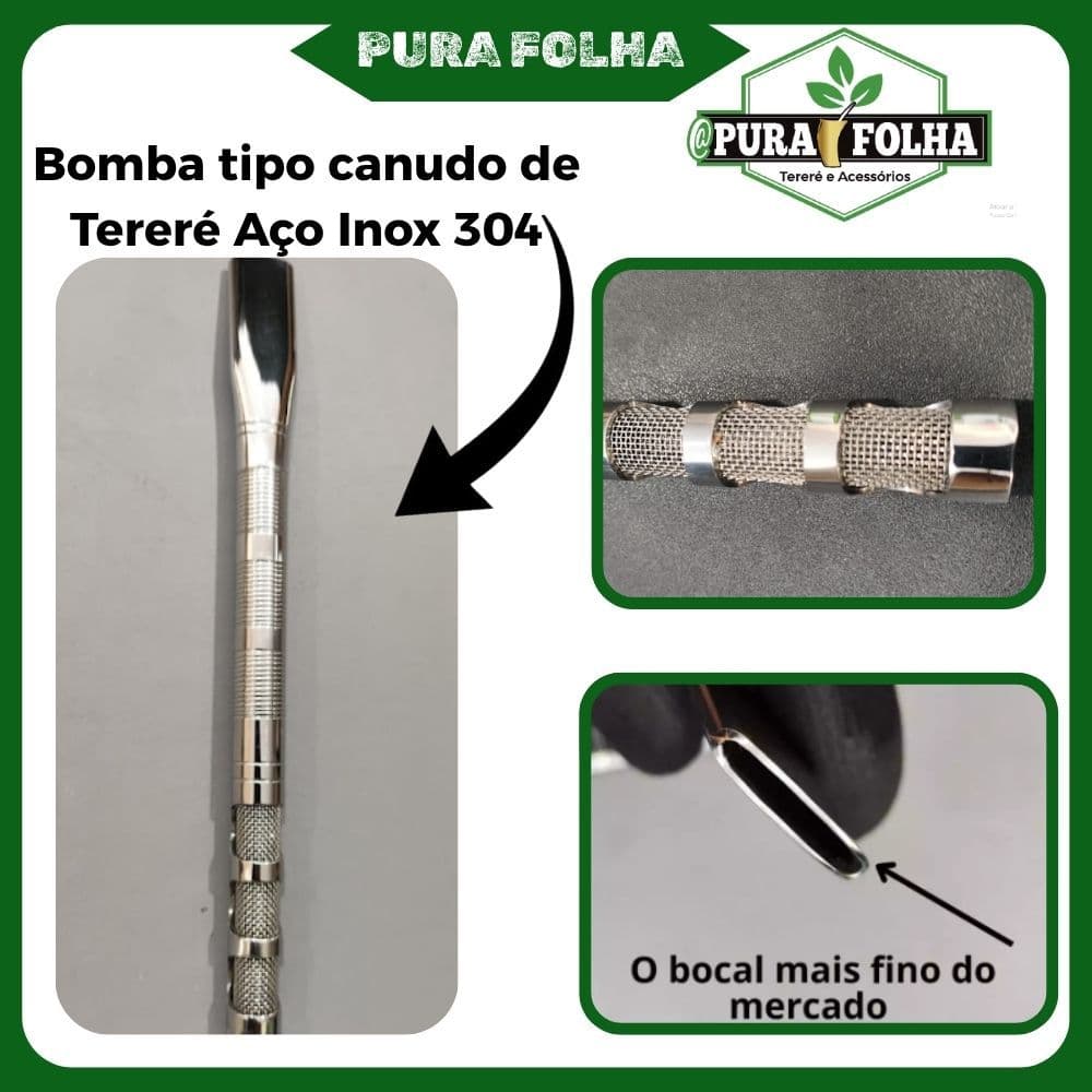 Bomba de Inox Tipo Canudo de Tereré Com Tela