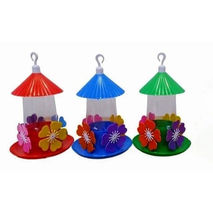 Bebedouro Para Beija Flor. Anti Formigas. Com Flores Coloridas E Poleiro .