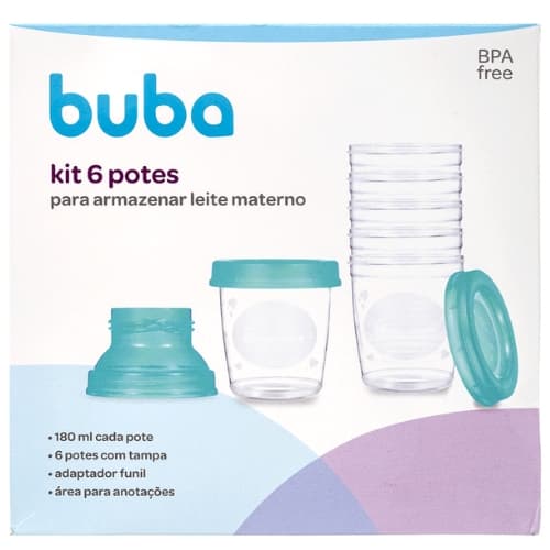 Kit 6 Potes De Armazenar Leite Buba Bebê Materno Infantil Amamentação Recem Nascido Bebe Maternidade