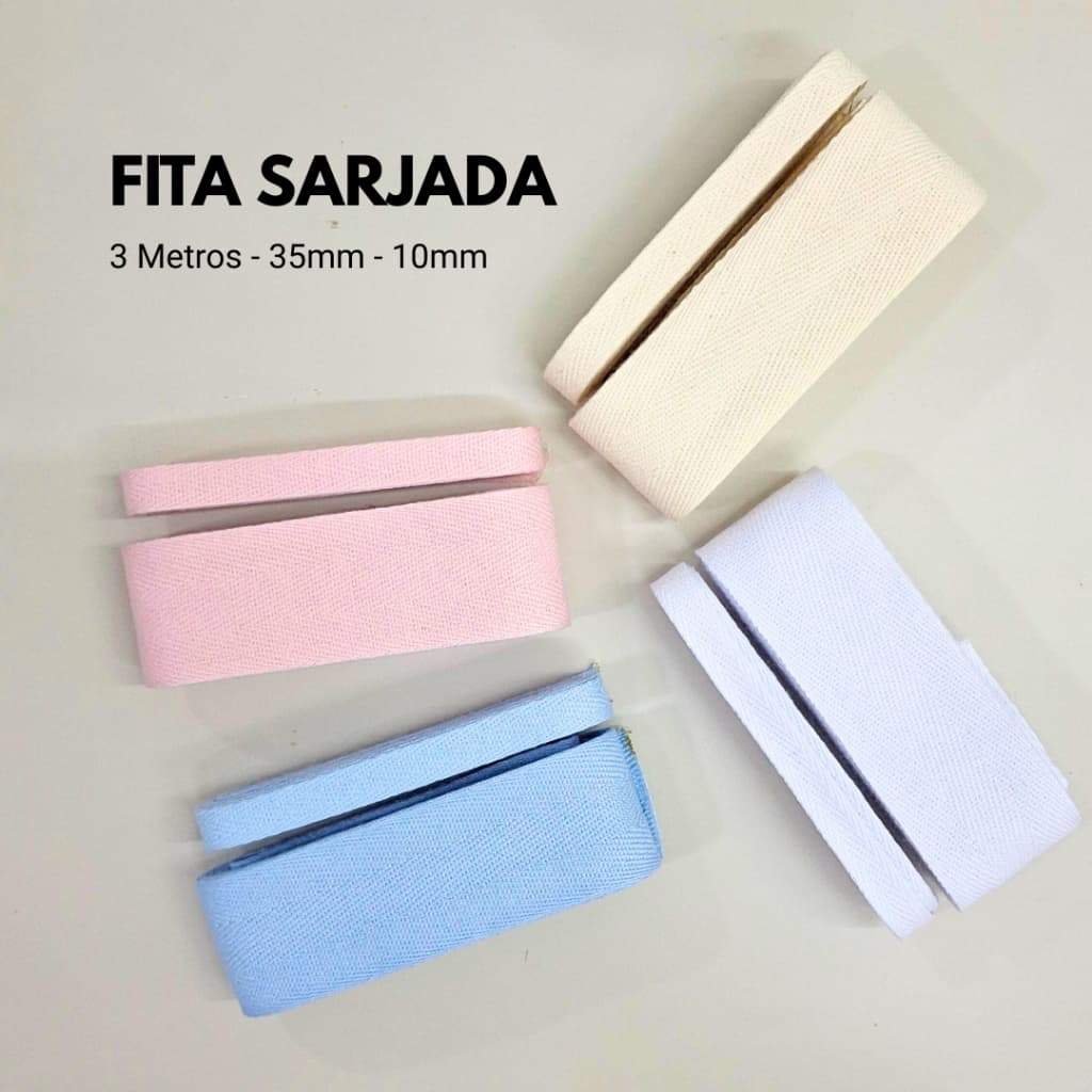 Fita Sarjada de Algodão (Escolha a Largura | 3 Metros) para Laços e Tiaras