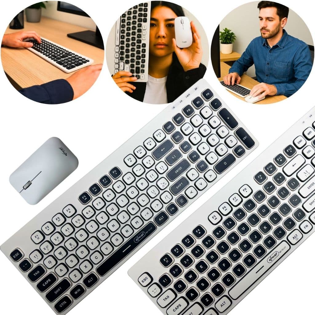 Kit Teclado E Mouse sem fio Usb Membrana 1600 DPI Para PC Computador, notbook