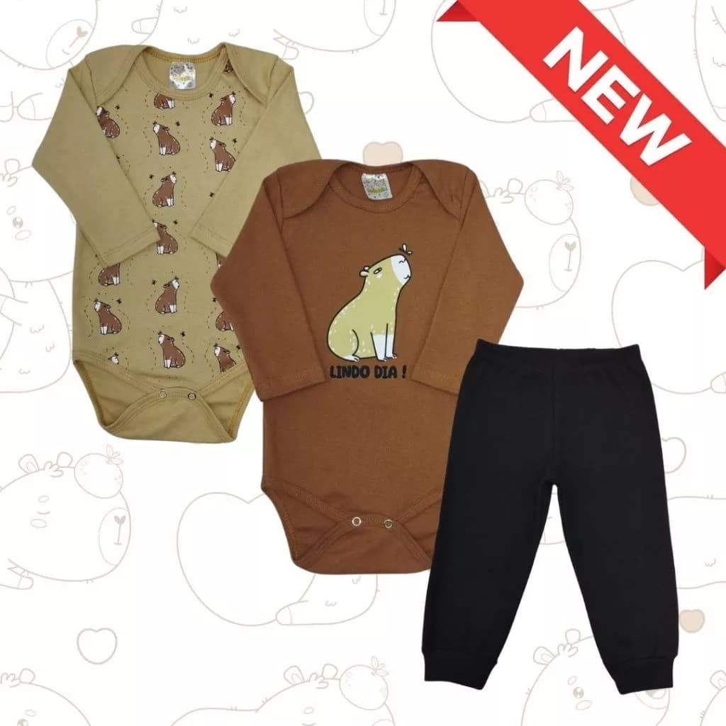 Kit body Bebê 3 peças conjunto bebê Roupa de Bebês Algodão Menino Inverno Meia estação