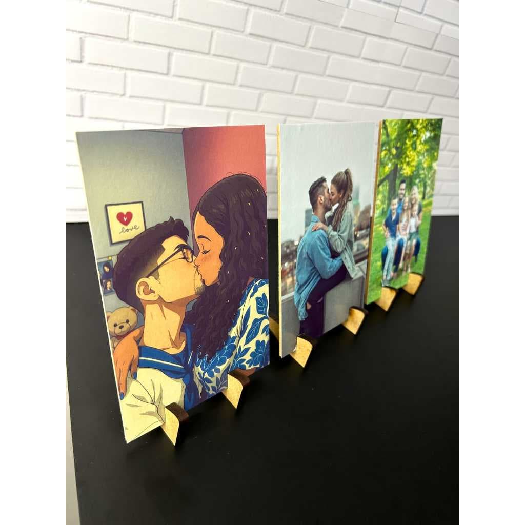 Quadros de Mesa 3 Peças Personalizado sua Foto ou Imagem 10x15 Namorados Casal com Suporte