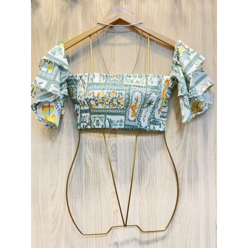 Blusinha Top Cropped Feminino Estampa Floral