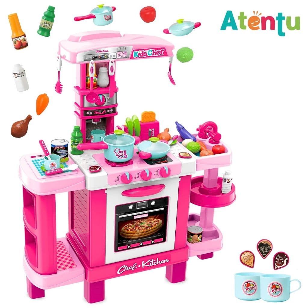 Cozinha Infantil Completa Interativa Kit com Acessórios Som e Luz Fogão Forno