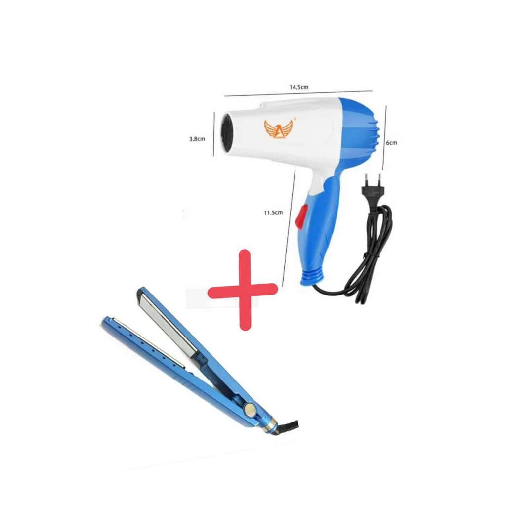 Kit Secador Dobrável e Chapinha de Cabelo Nano Titanium 450°