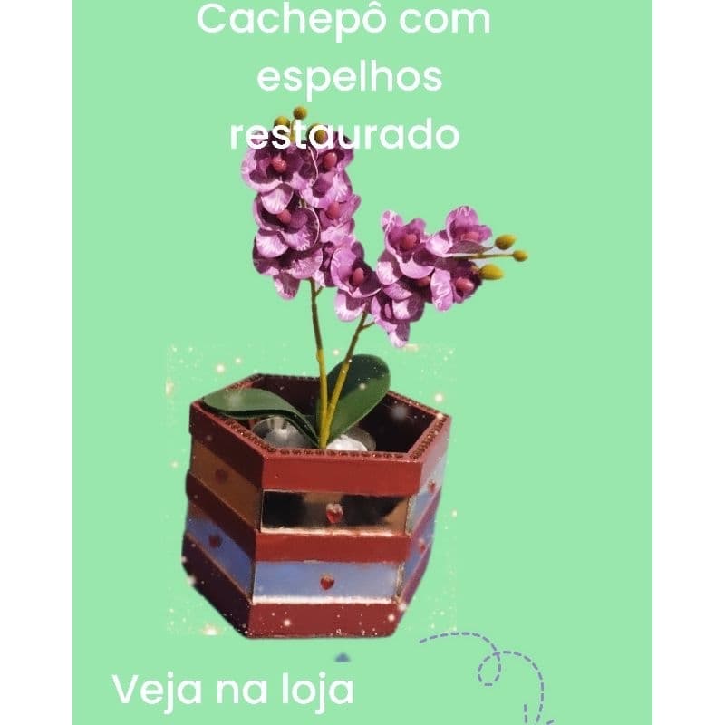 Cachepô bordô com espelho