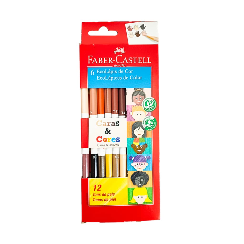Lápis De Cor 12 Cores Tons de Pele Faber Castell Caras e Cores Imperdivel