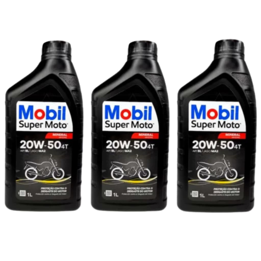 3 Oleo MOBIL 20W50 Moto 4t Oleo Lubrificante MINERAL LITRO Óleo Motor 20W50 Mineral Mobil promocao original