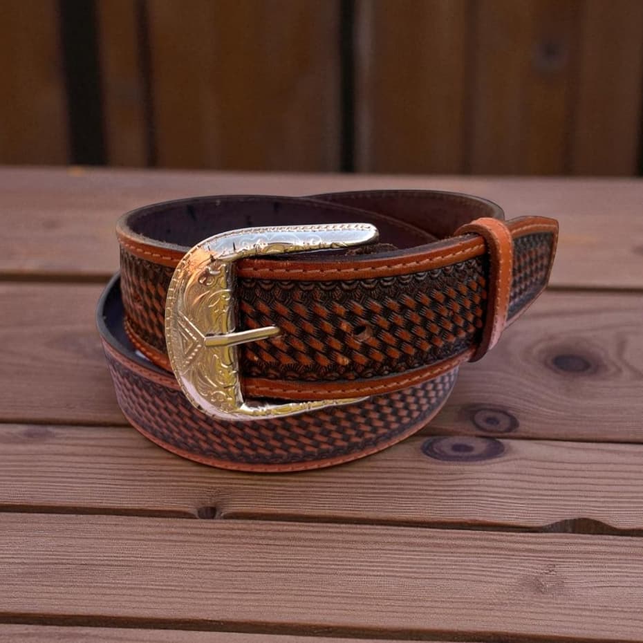 Cinto Masculino De Couro Legítimo Com Fivela Country