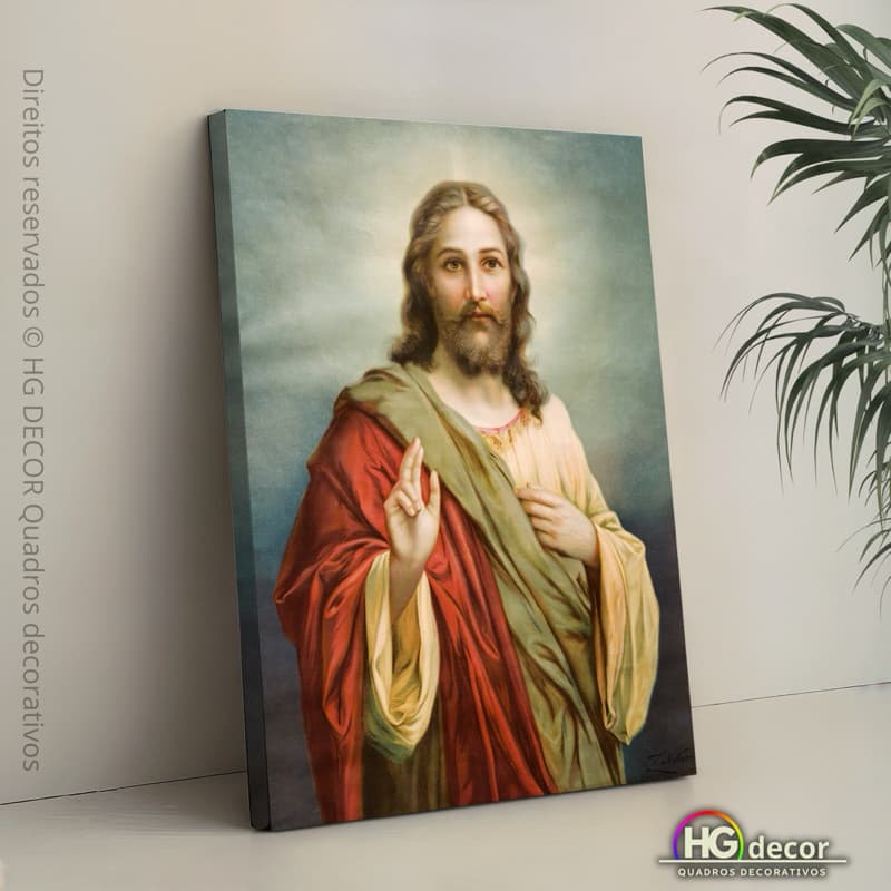 Quadro Sagrado Coração de Jesus – Fé, Devoção, Amor, Cristianismo, Arte Católica Decorativa Vários Tamanhos Grandes