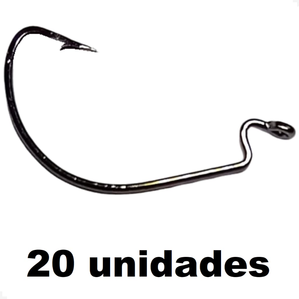 Anzol Offset p/ pesca c/ Minhoca shad grub Isca Artificial Soft - 20 unid