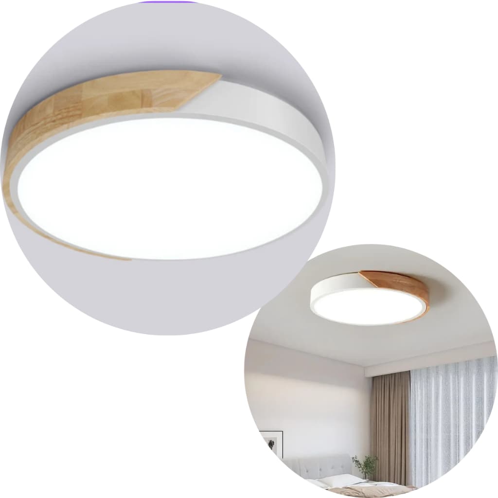 Luminaria Plafon Redondo Amadeirado Cinza 3 In 1 Minimalista Moderno Bivolt (110/220)