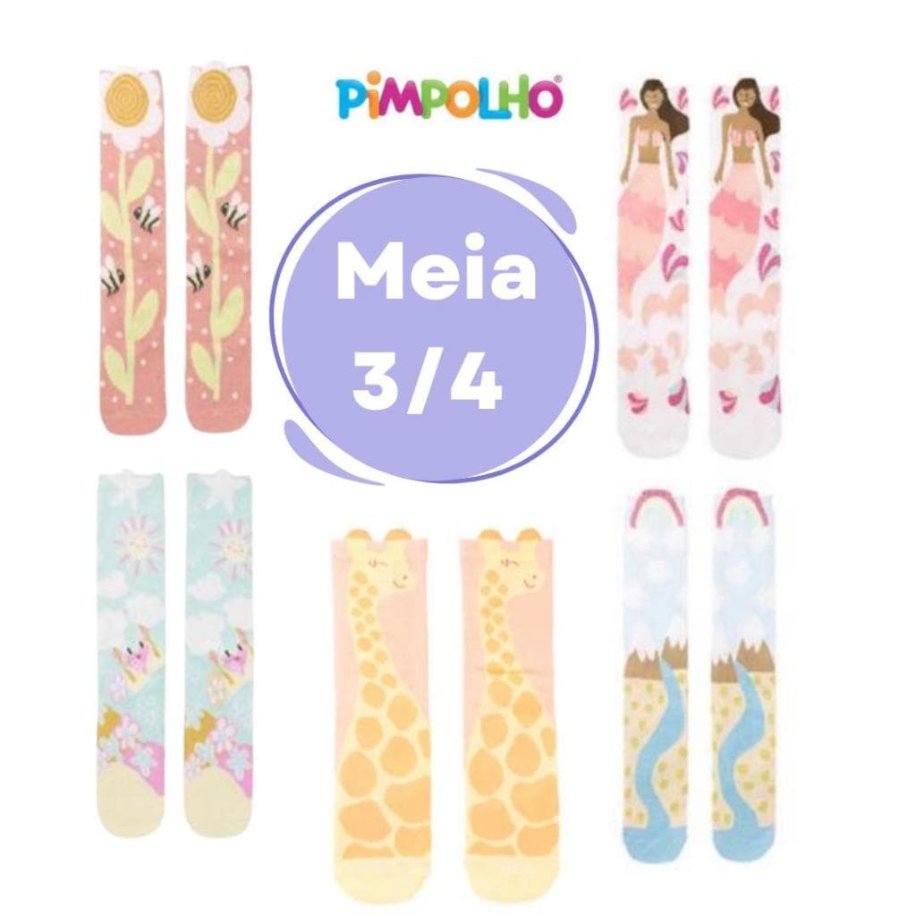 Kit  meia infantil menina 3/4 Pimpolho ENVIO IMEDIATO