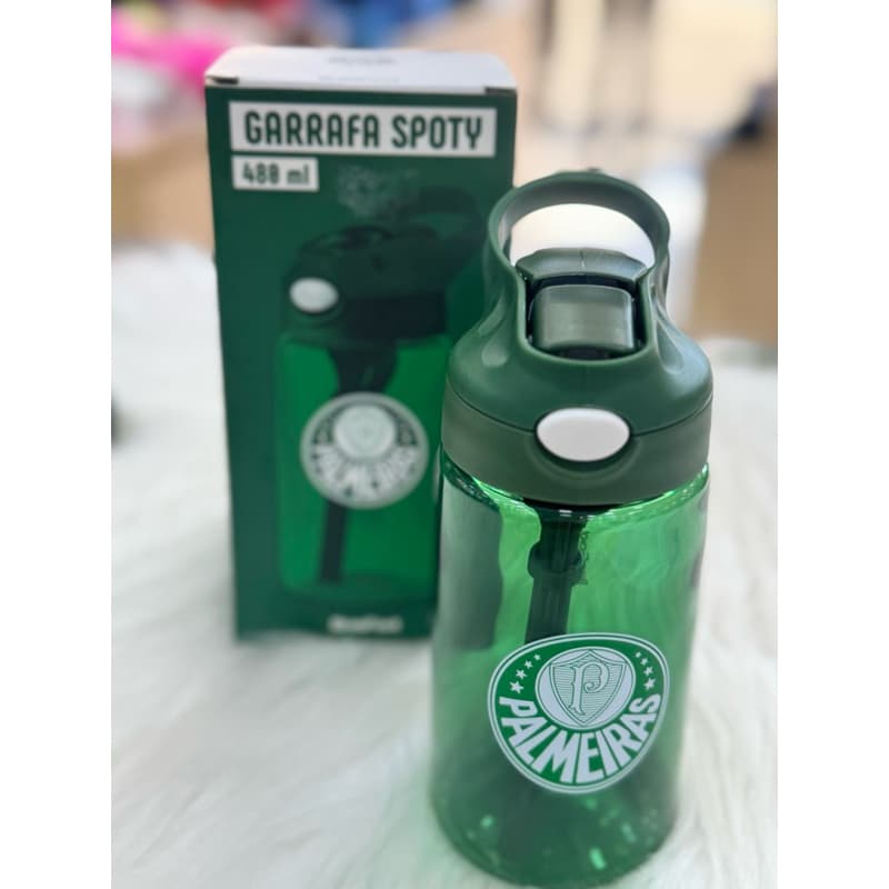 Garrafa Spoty Palmeiras 480Ml Plástico Resistente Verde