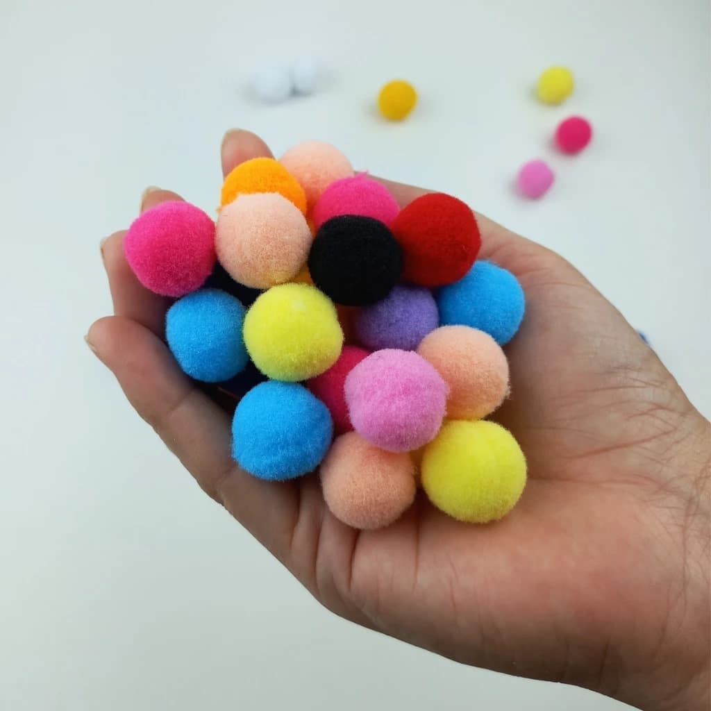 Kit Pompons Coloridos 20mm – Ideal para Artesanato, Festas, Artes, Apliques e Laços