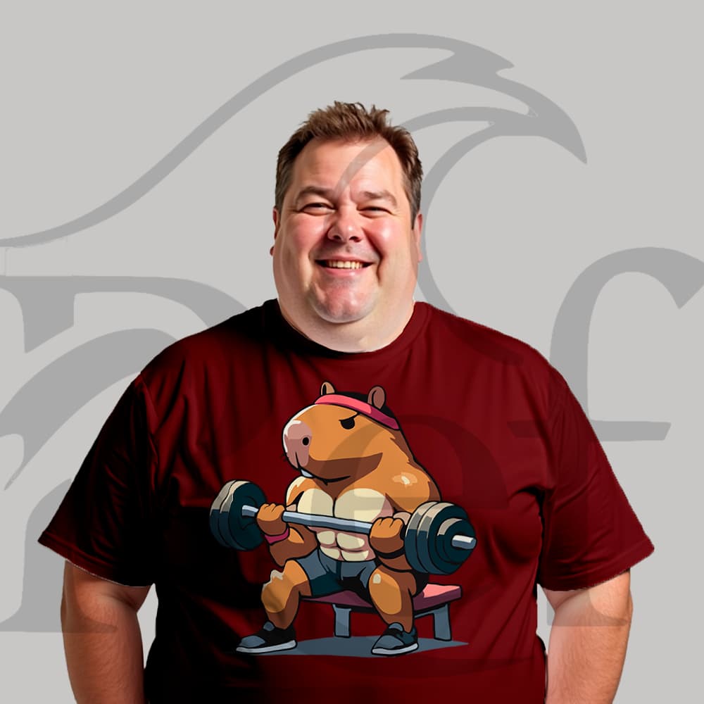 Camiseta Camisa Plus Size Streetwear Capivara Forte Treinando Unissex Malha Penteada Algodão Premium