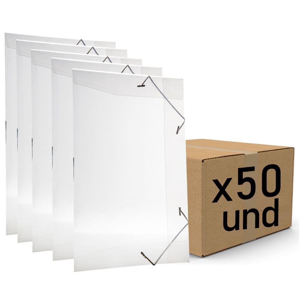 Pasta Aba Elastico Plastica  Pp Transp. Cristal  Of. Cx C/50 und