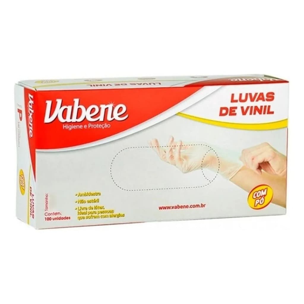 KIT 400 Luva Vinil Com pó VAbene