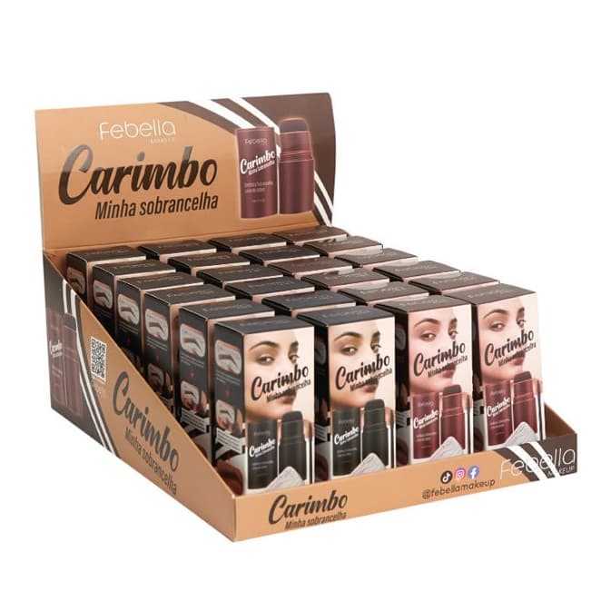 Conjunto De Carimbo De Pó Para Sobrancelha Febella, Inclui Palitos Cartões E Pincél