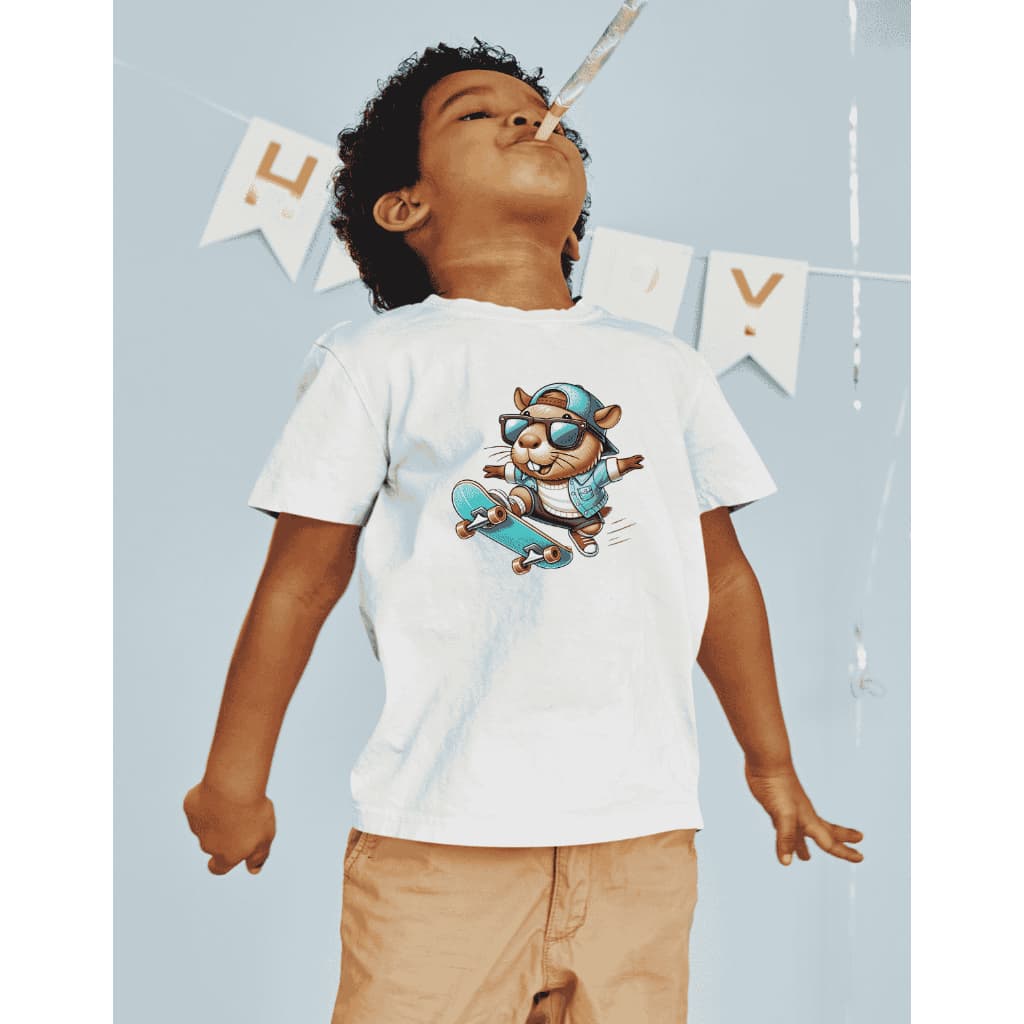 CAMISETA INFANTIL MENINO MENINA CAPIVARA CAPYVARA SKATE SKATISTA SK8