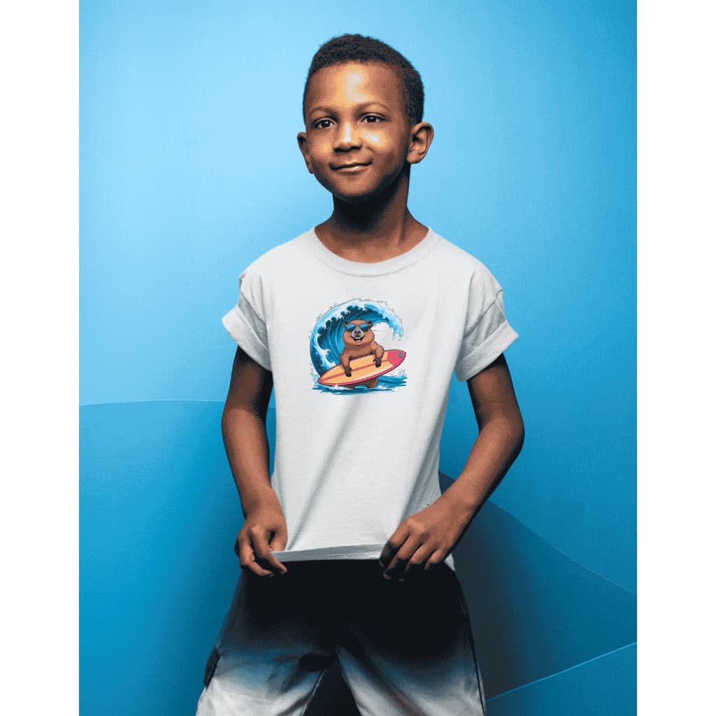 CAMISETA INFANTIL CAPIVARA MENINO MENINA CAPYBARA SURFISTA SURF ONDA