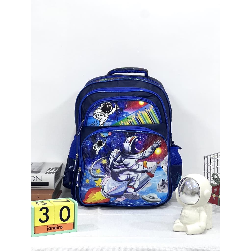 Mochila Escolar Estampado Liso Infantil Bolsa Menino Médio 5 a 8 anos