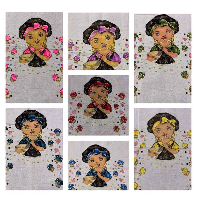 Pano de Prato boneca Cupcake com glitter - 5 Unidades - Engomatextil