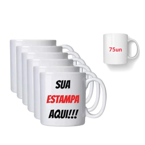 Kit 75 canecas personalizadas com sua arte estampa logo ideia