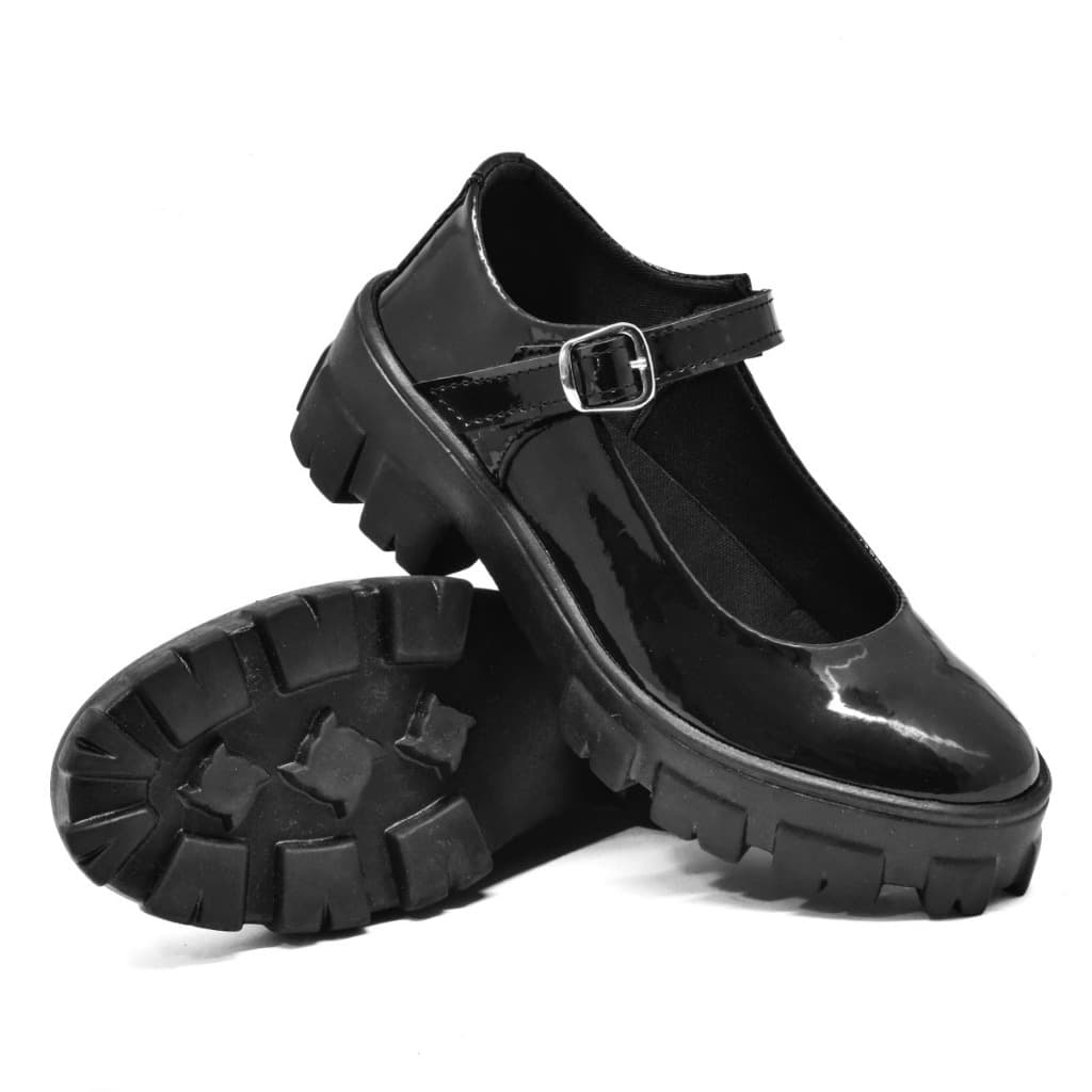 Sapato Mary Jane Feminino Sandalia Gladiadora Tratorado com Fivela Ajustável