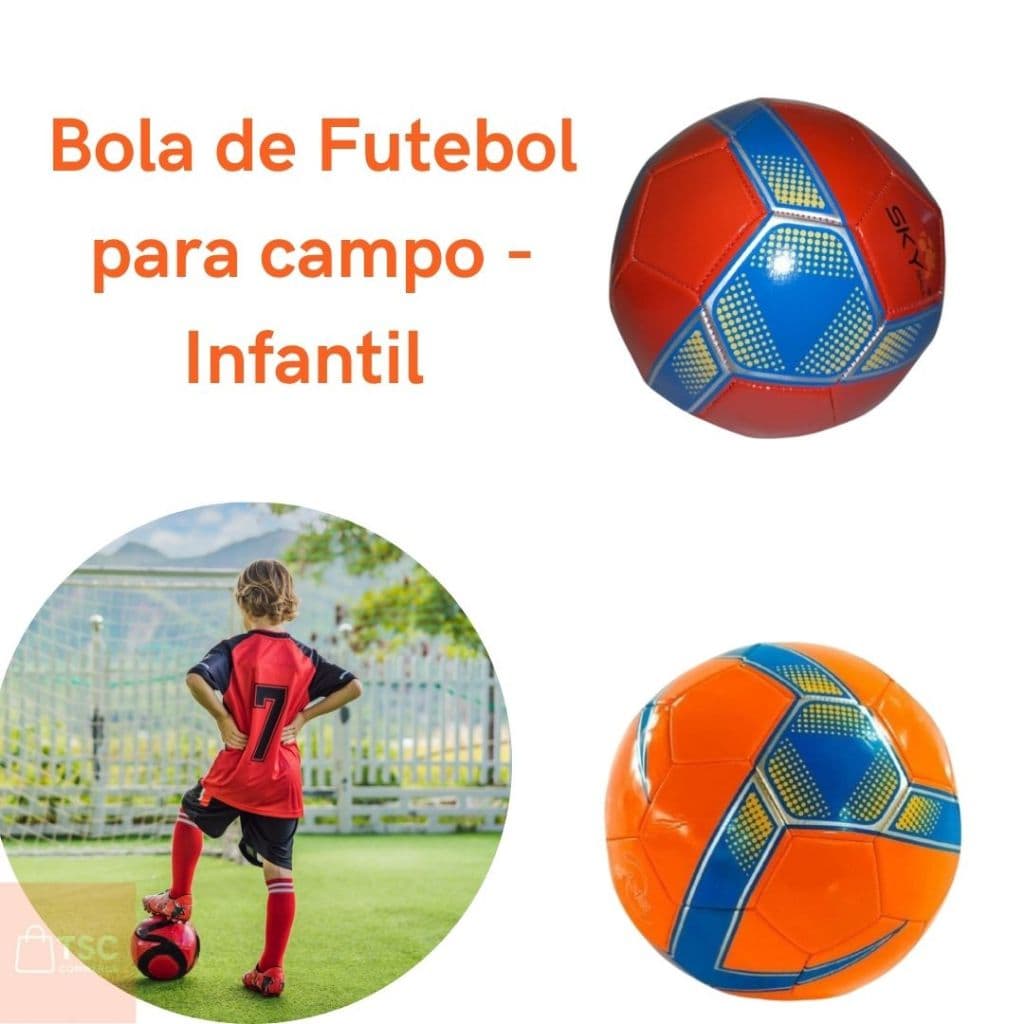 KIT Bola de Futebol Infantil Campo Resistente Costurada Inmetro Cores Sortidas Com ou Sem Bomba