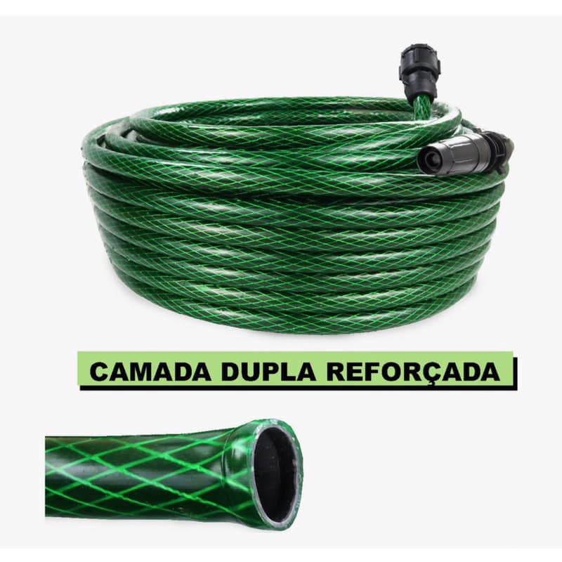 Mangueira de Jardim Trançada 30m + Esguicho – Reforçada, Não Dobra, Alta Pressão