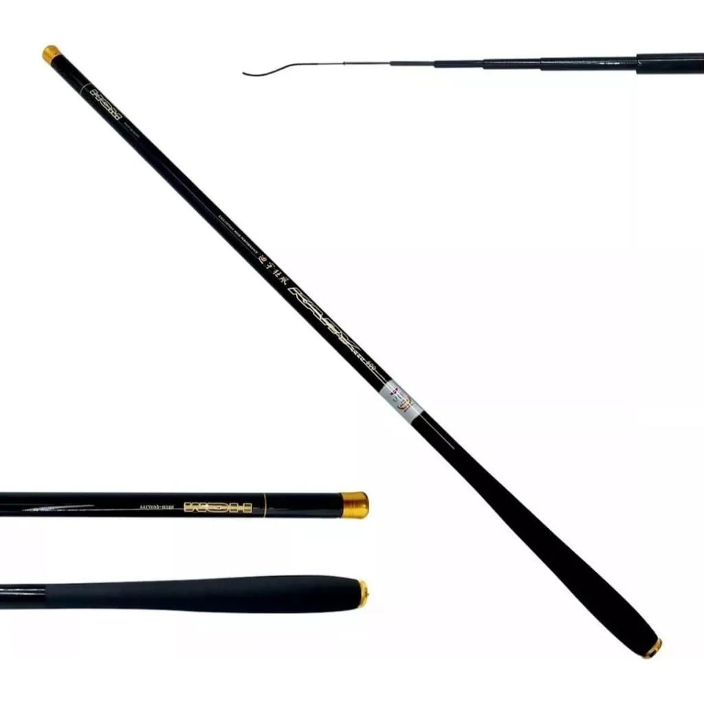 Vara de Pesca 3,6m Telescópica 10 lbs 100% Fibra de Carbono Trançada Ultra Leve