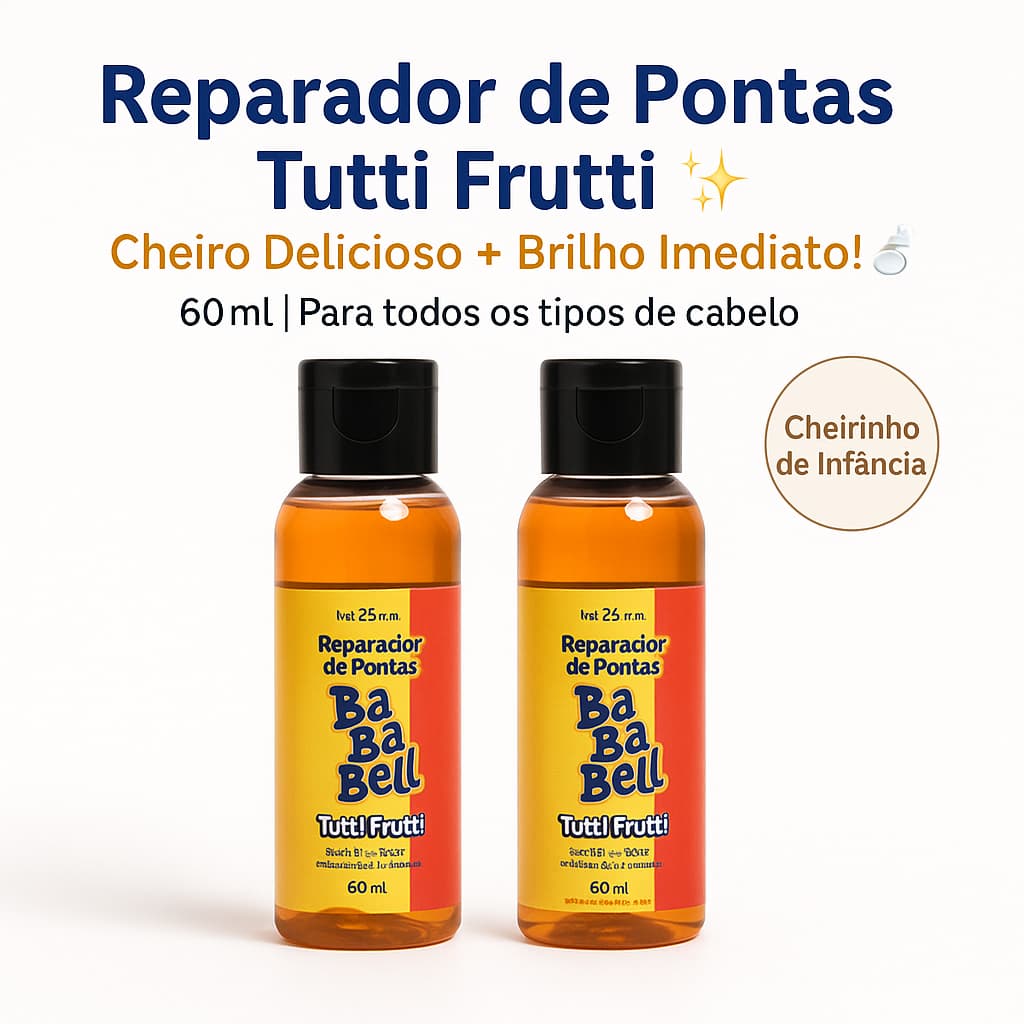 Kit 2 Reparadores de Pontas Baba Bell Tutti Frutti | Cabelos macios, brilho e cheirinho gostoso